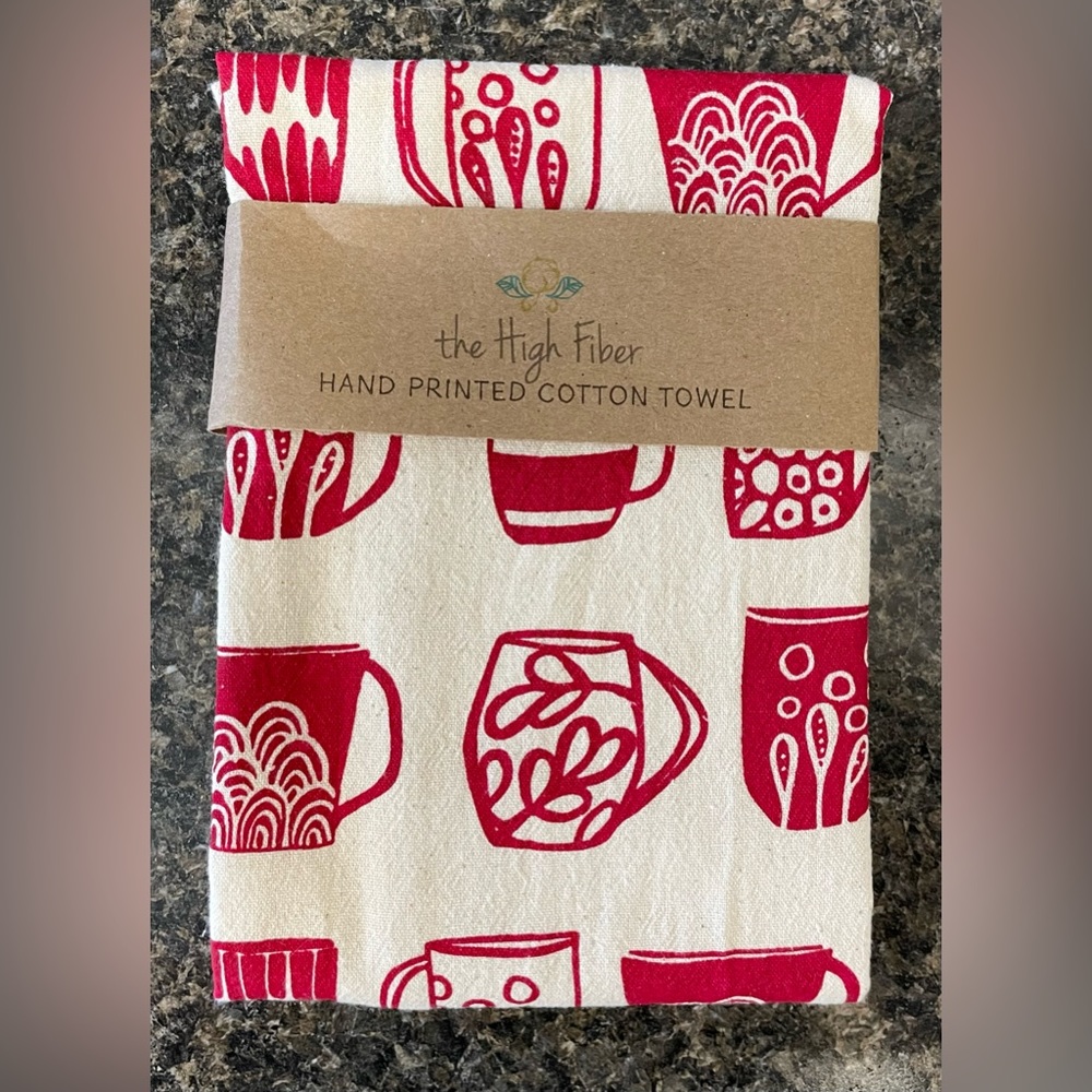 Mugs Natural Flour Sack Tea Towel, The High Fiber Kitchen Towel Great Gift